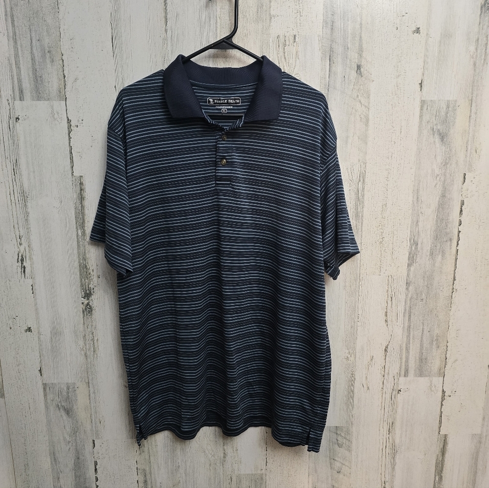 Pebble Beach Performance Men's Navy Striped Polo Shirt Size XL